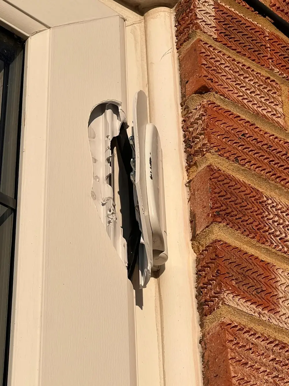 uPVC door lock damaged in a forced entry